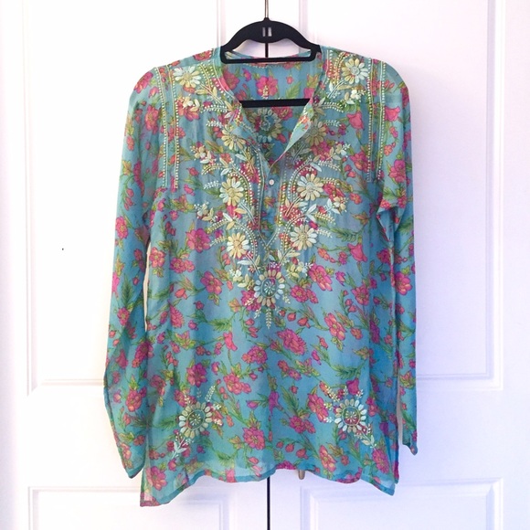 CALYPSO Floral & Embroidered Cover-Up / Tunic - Picture 1 of 8