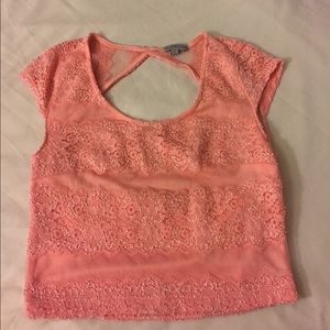 Lace Charlotte Russe Coral Crop Top