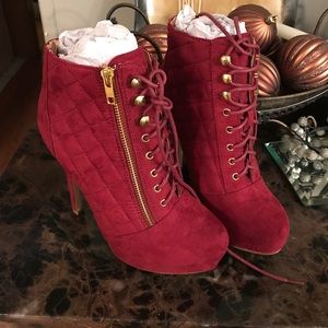 ❤️Deep Red Velvet Booties❤️