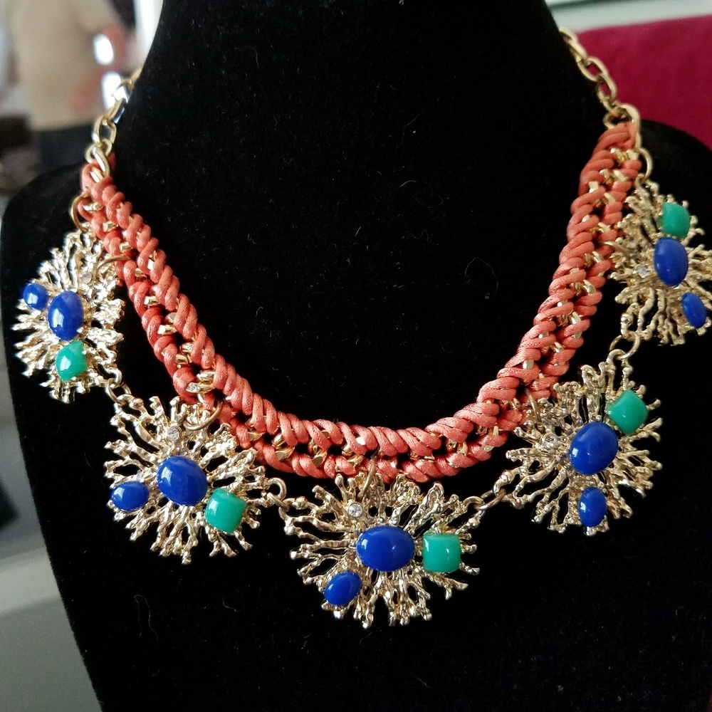 Rope and metal statement necklace