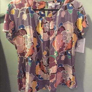 Boden size 12 flowered flutter sleeve blouse