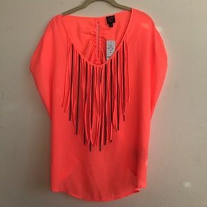 Bebe metal fringe top