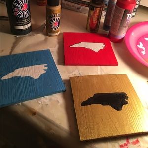 Hand painted state wood canvases