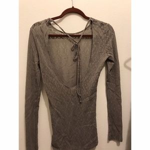 Lace sheer free people open back long sleeve