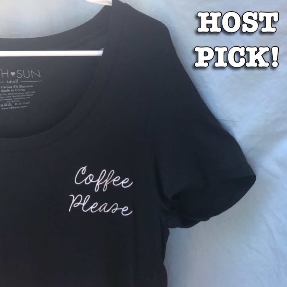 Black "Coffee Please" Tee