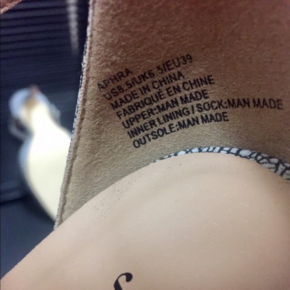 SOLD JUST-FAB T-Strap High Heel Stone Faux Leather - Picture 5 of 6