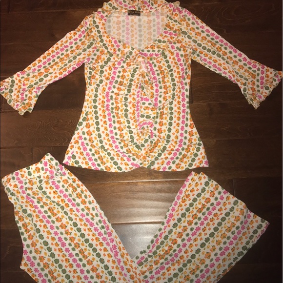 Other - 🎉 Vintage Polyester Floral Pants & Top Sx Small