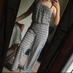 Black and white strapless jumpsuit