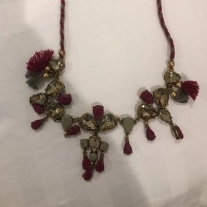 Long maroon and grey necklace!