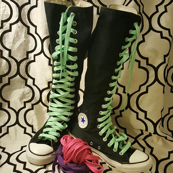 knee high converse green