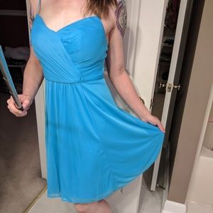 David's Bridal Malibu Blue Bridesmaid Dress