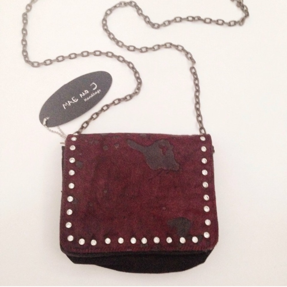 Mae and J Cowhide Flap Cross-body Purse