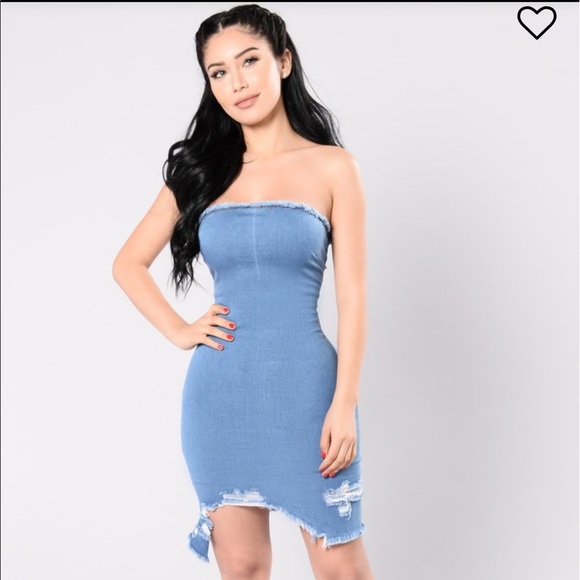 blue jean dress fashion nova