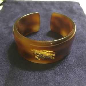 Burberry Logo Tortoise Cuff Bracelet, Authentic