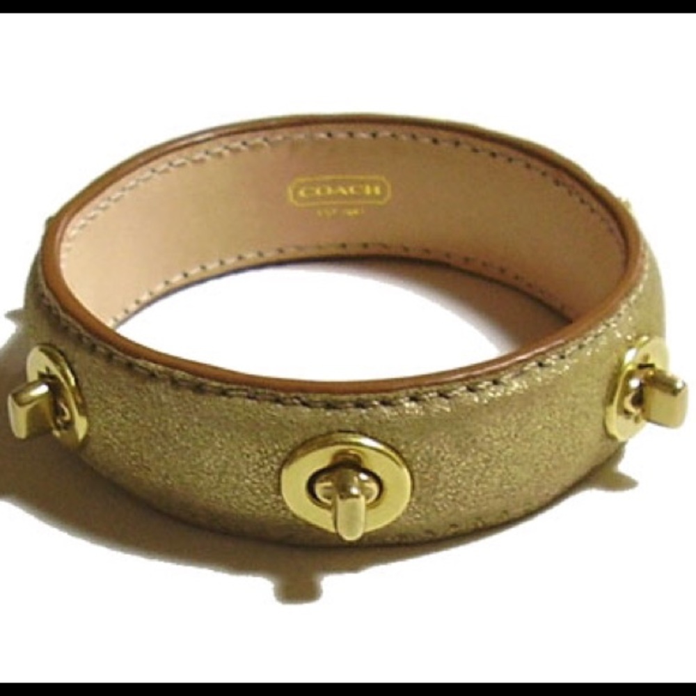 Coach Leather Lock Bangle Bracelet