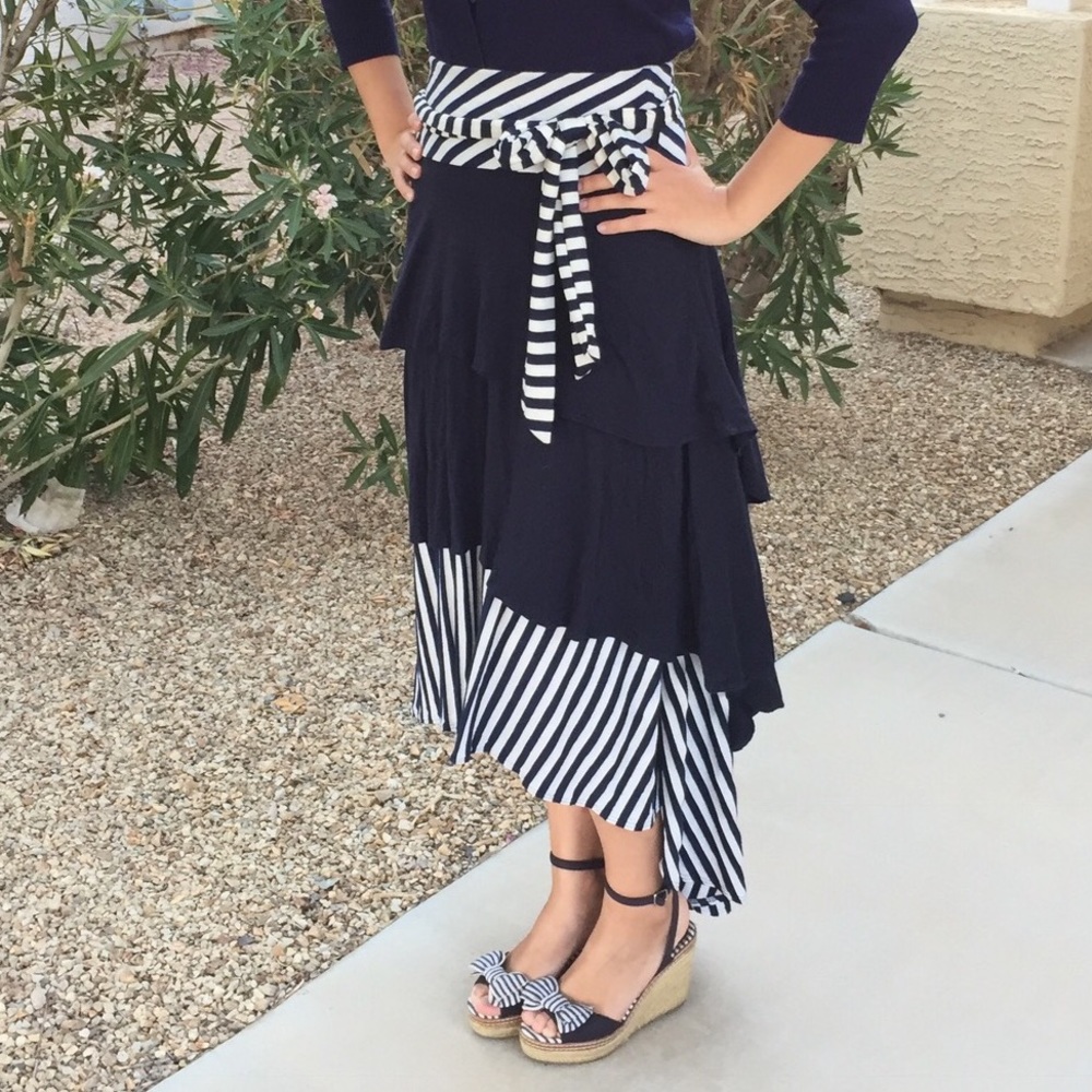 Navy and stripped ruffle skirt