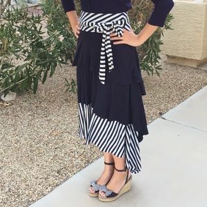 Navy and stripped ruffle skirt