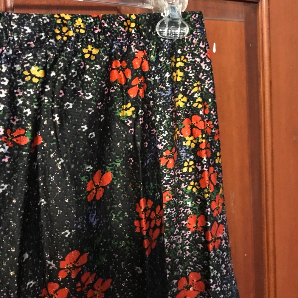 Floral Maxi Skirt with Gold Threading