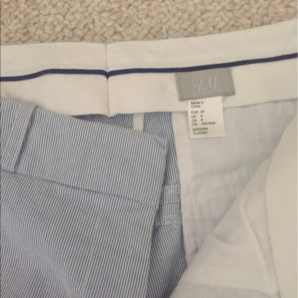 Thin striped straight pants