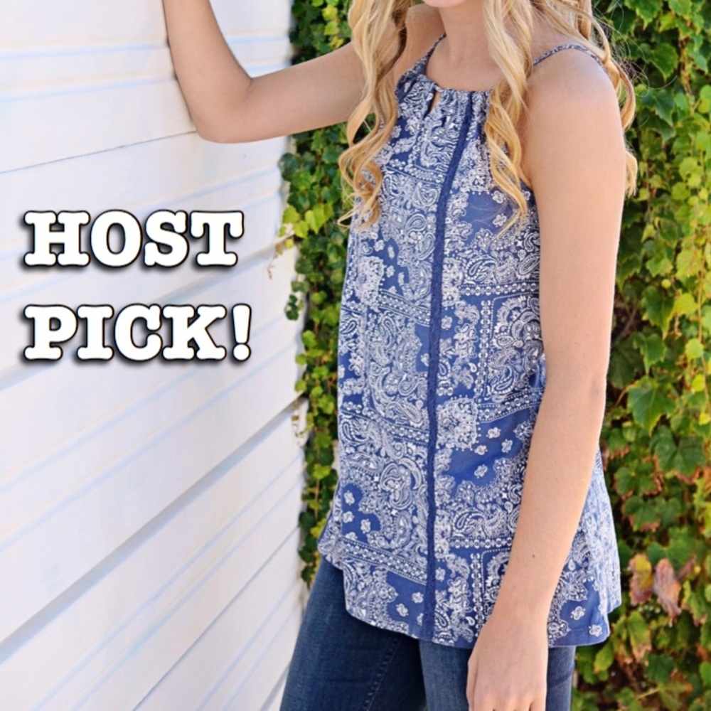 Nordstrom Blue Paisley Print Halter Top