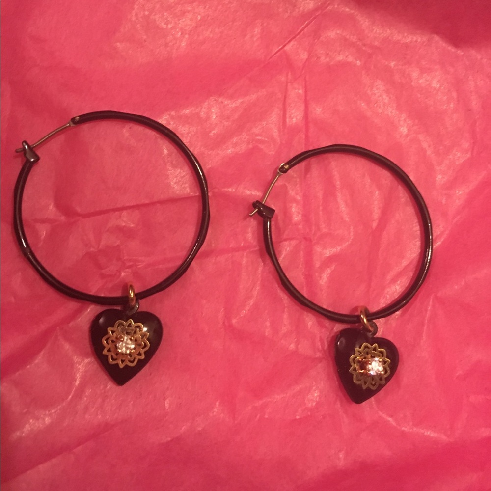 Black hoops with hearts ♥️