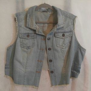 Cropped jean vest