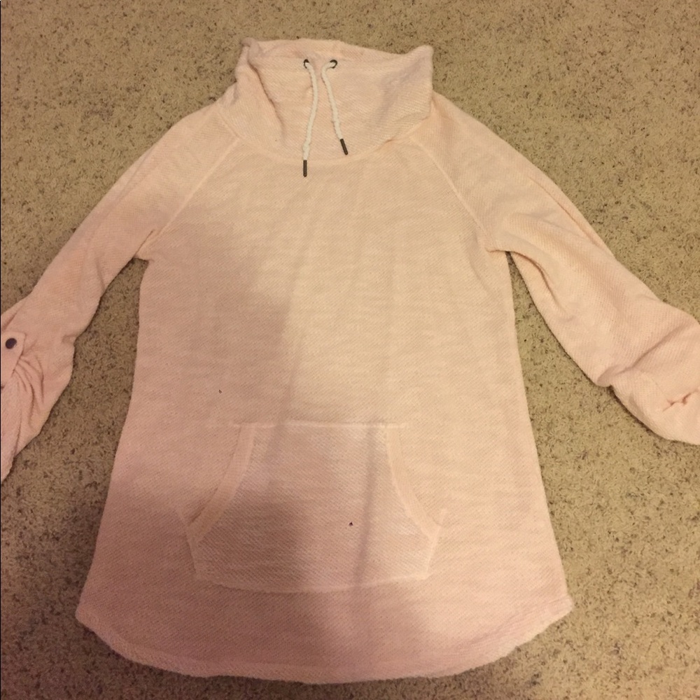 Pink knit scarf neck top