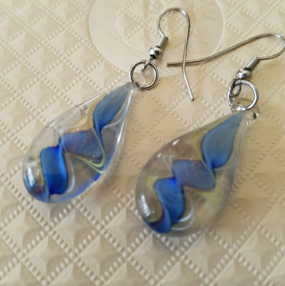 Blown glass swirl earrings