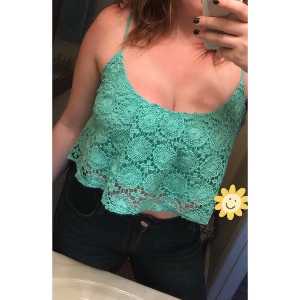 LA hearts teal knit crop top
