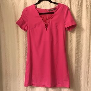 Pink scallop shift dress