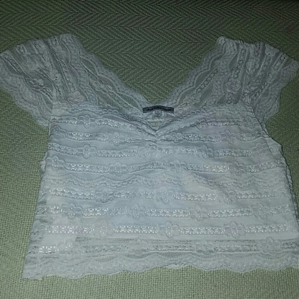 Charlotte russe white lace crop top