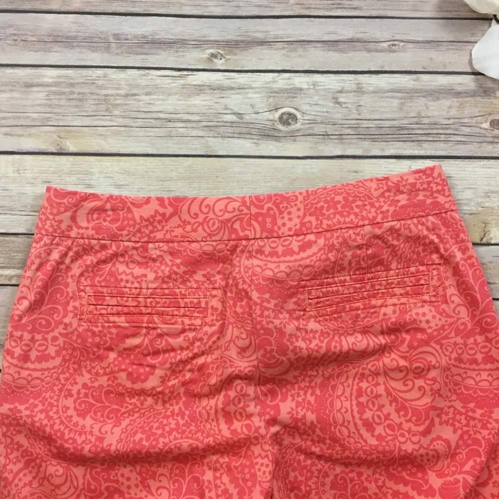 Express Editor Paisley Crop Flare Coral Pants 2 - Picture 6 of 6