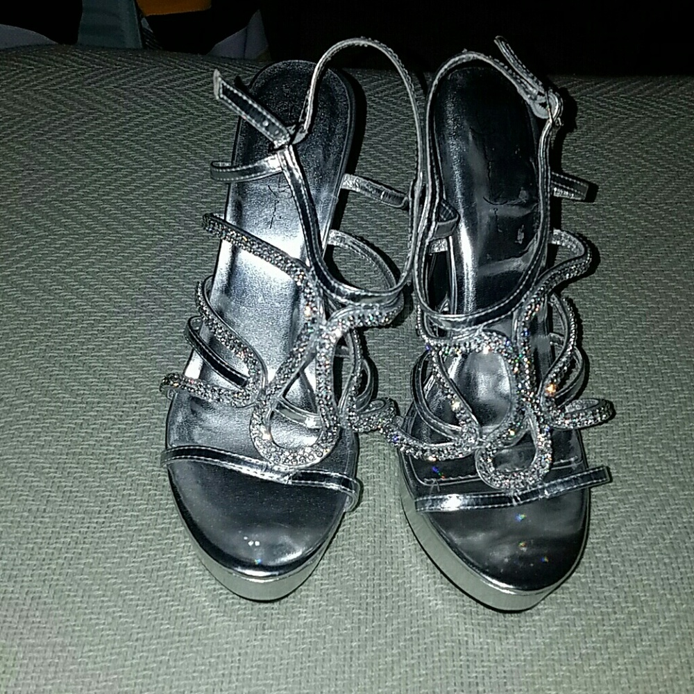 Silver stiletto prom heels