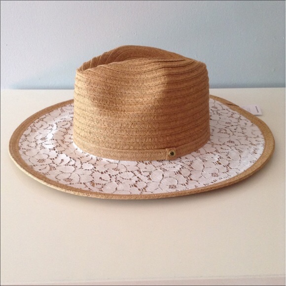 BCBG Lace Wide Brim Straw Hat - Picture 2 of 4