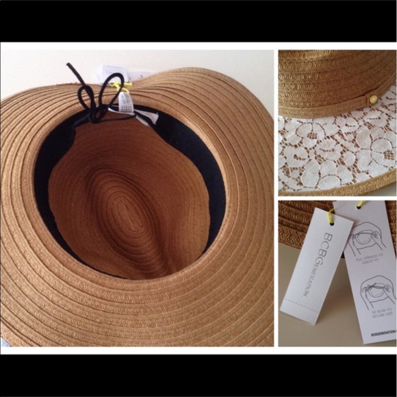 BCBG Lace Wide Brim Straw Hat - Picture 4 of 4
