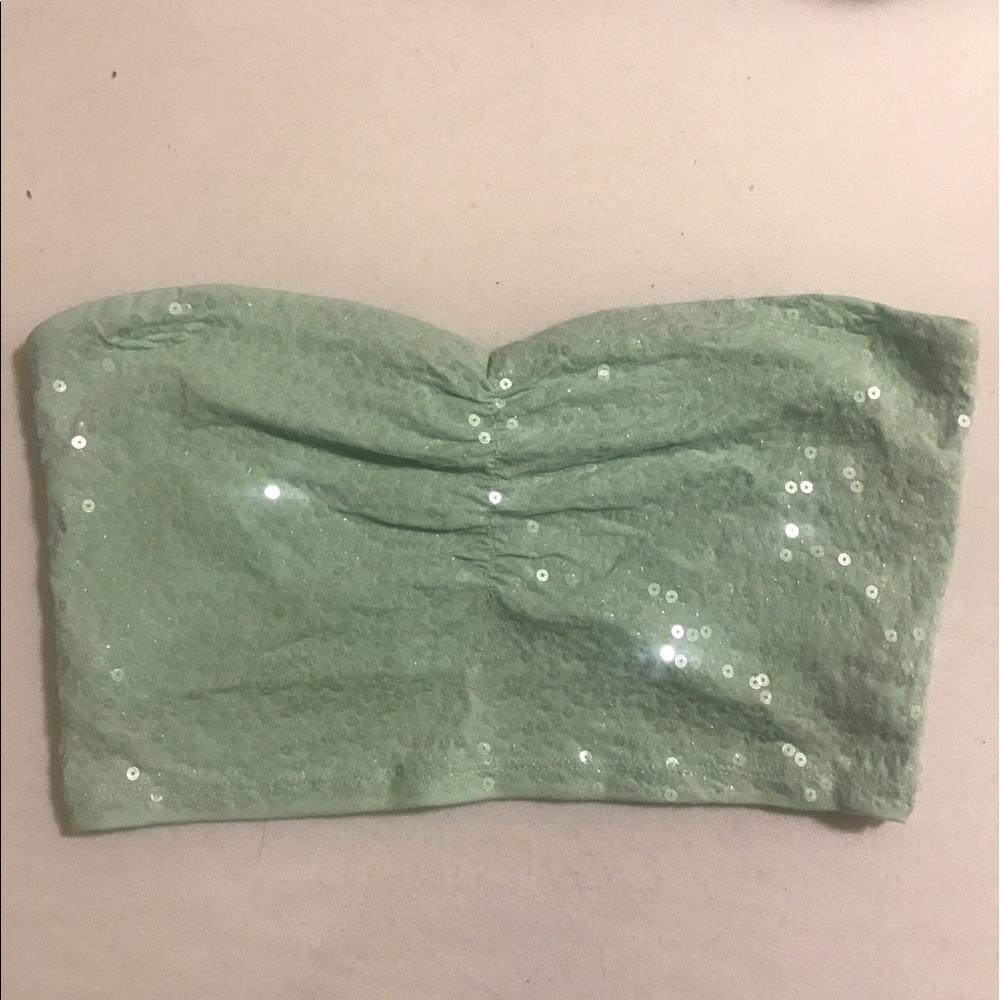 Mint sequined tube top
