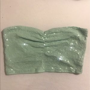 Mint sequined tube top