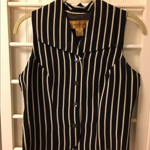 100% Silk Sleeveless Top w/ Vertical Stripes