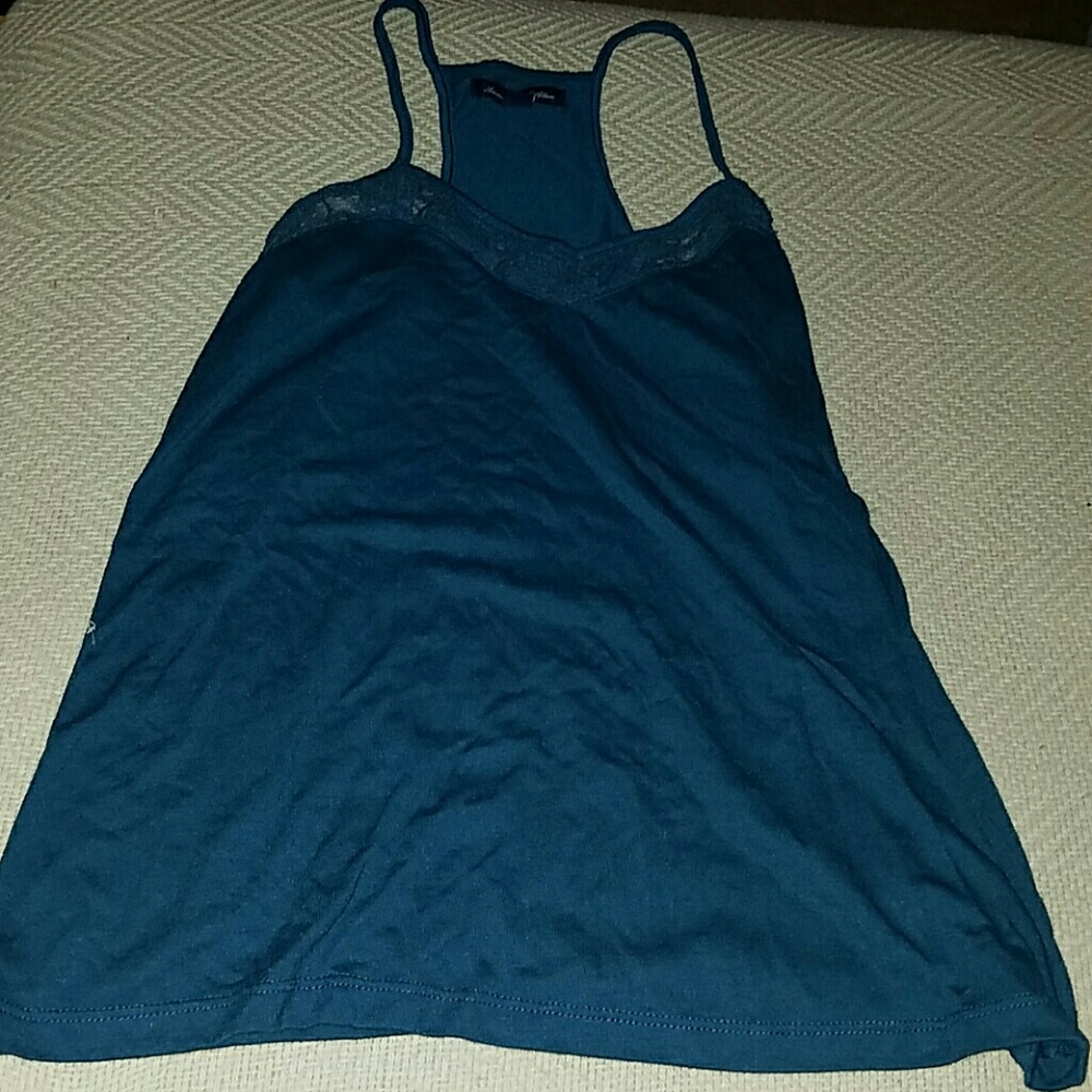 American Eagle blue tank with lace detailing