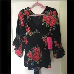 Betsey Johnson Tie Back Floral Top