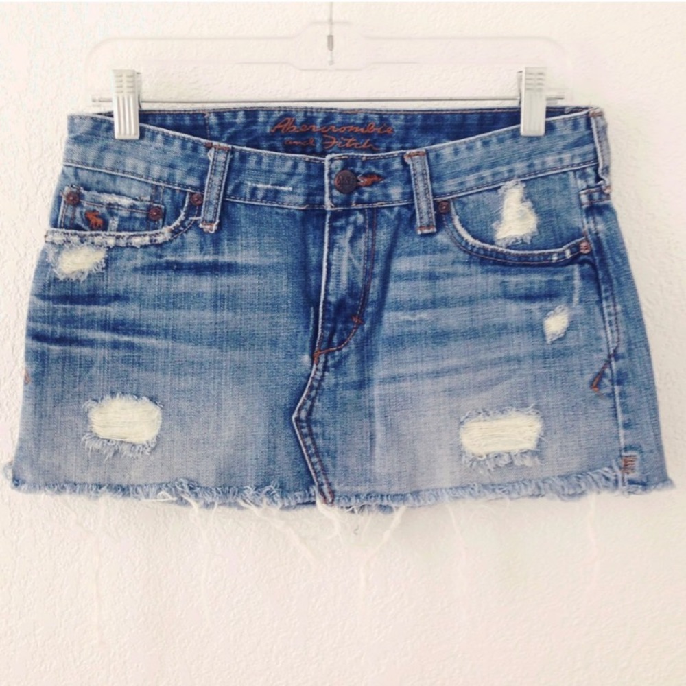 Abercrombie & Fitch Distressed Denim Mini Skirt