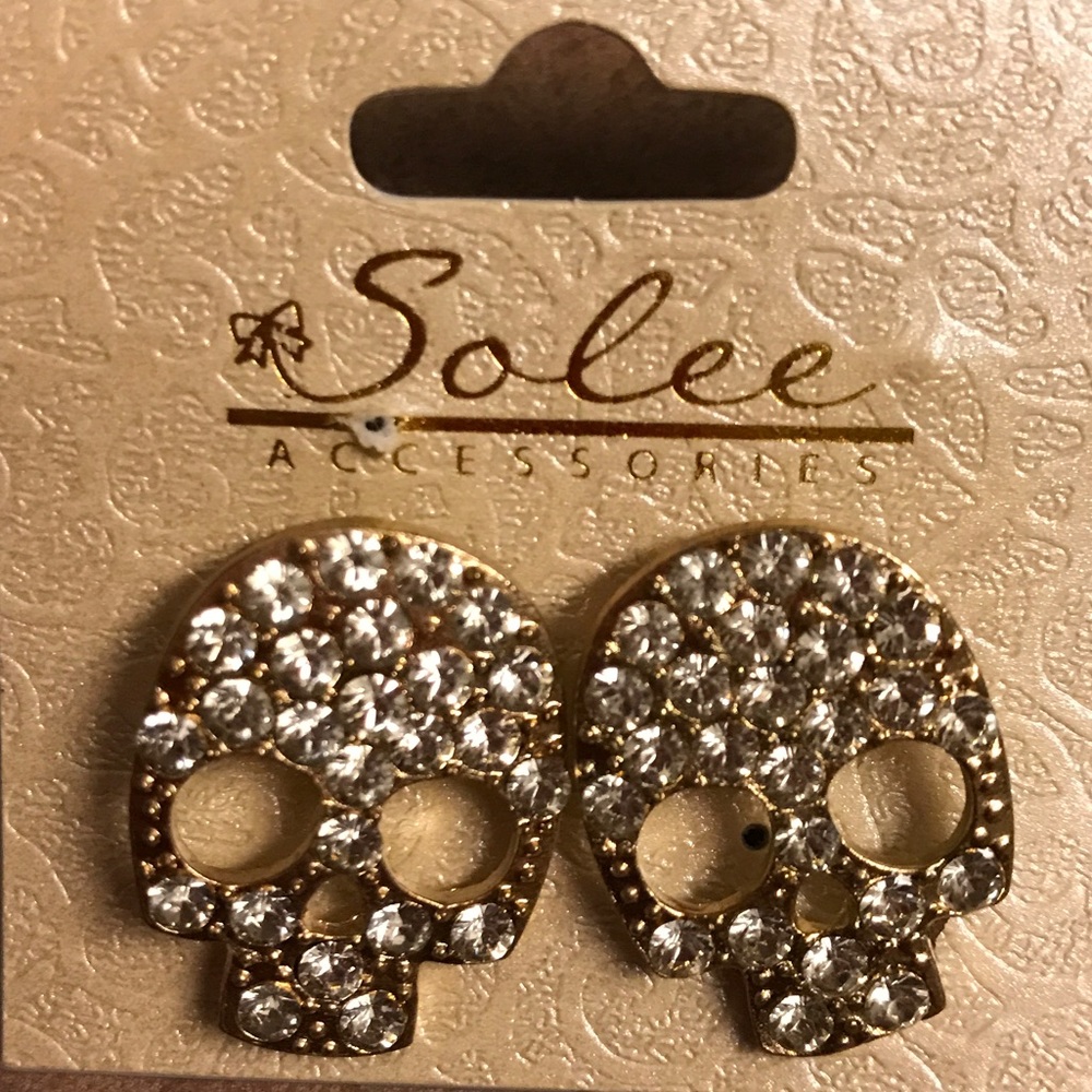 RHINESTONE SKULL FASHION EARRINGS