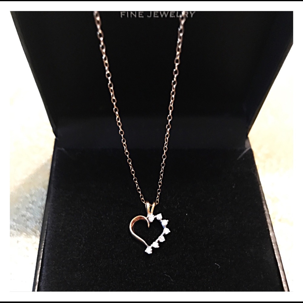 ❤️ 7  Diamonds Heart 14K Solid Gold❤️