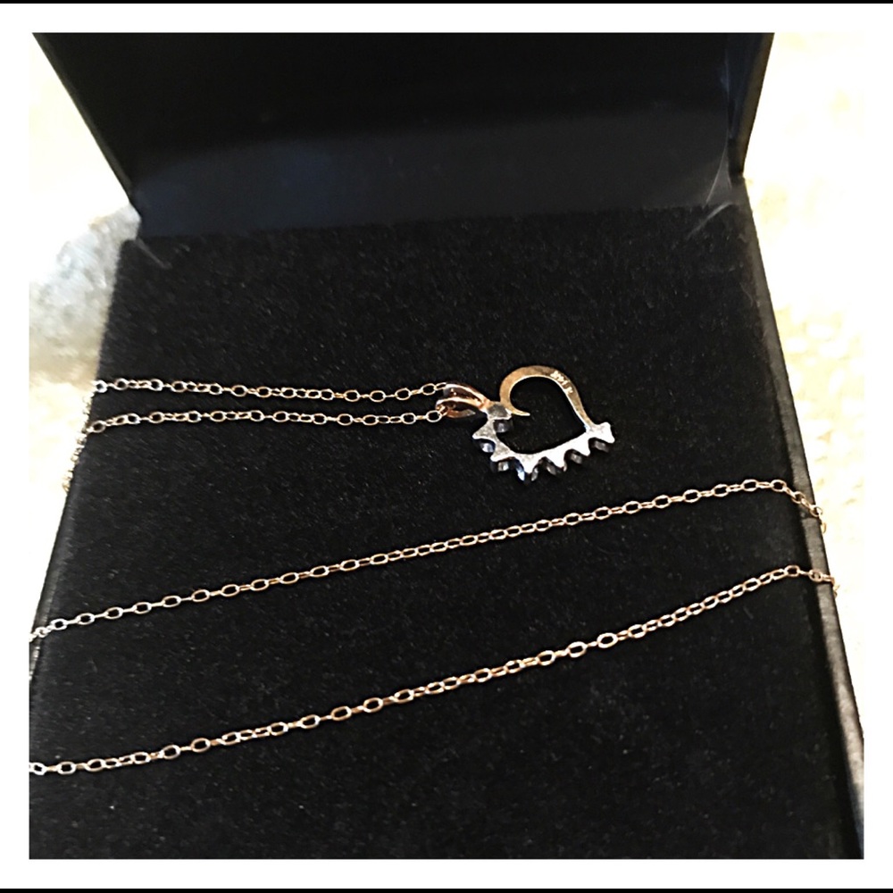 ❤️ 7  Diamonds Heart 14K Solid Gold❤️ - Picture 3 of 11