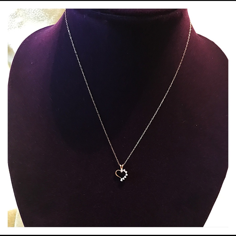 ❤️ 7  Diamonds Heart 14K Solid Gold❤️ - Picture 6 of 11
