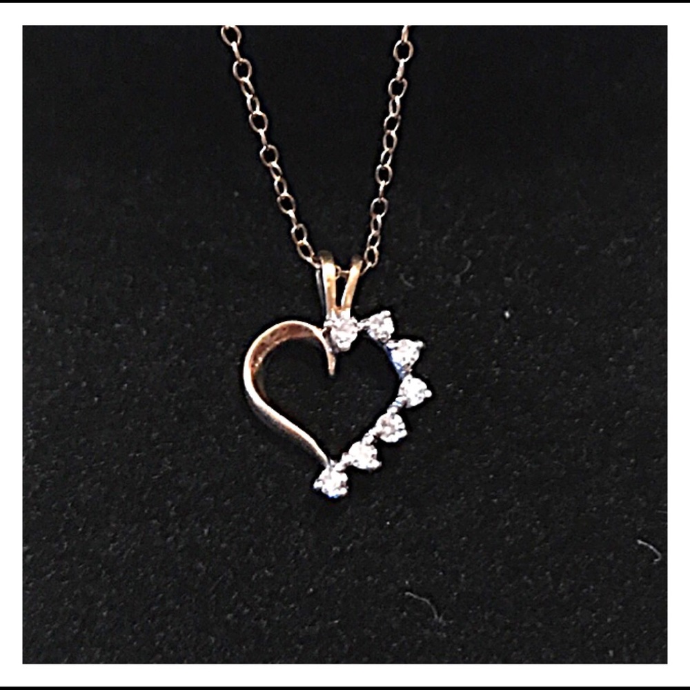 ❤️ 7  Diamonds Heart 14K Solid Gold❤️ - Picture 7 of 11