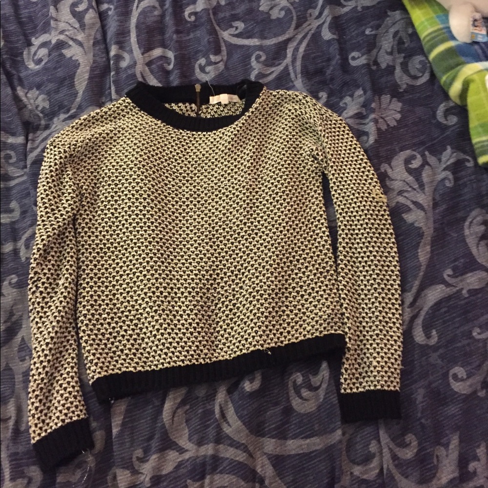 Black white and gold cropped sweater
