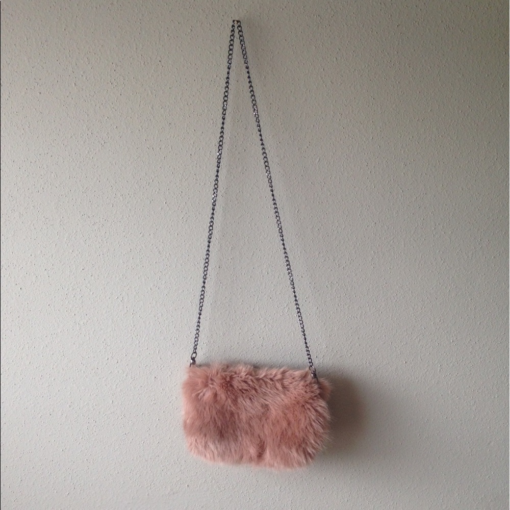 Fuzzy Mauve Purse with Chain