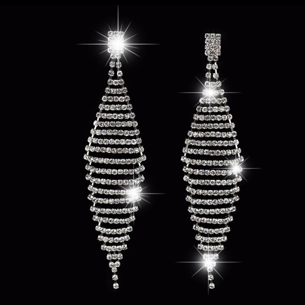 LUXURY LARGE CRYSTAL DROP ELEGANT EARRINGS
