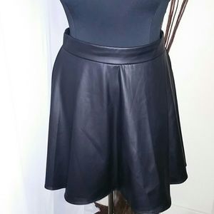 Black Faux Leather Skayer Skirt